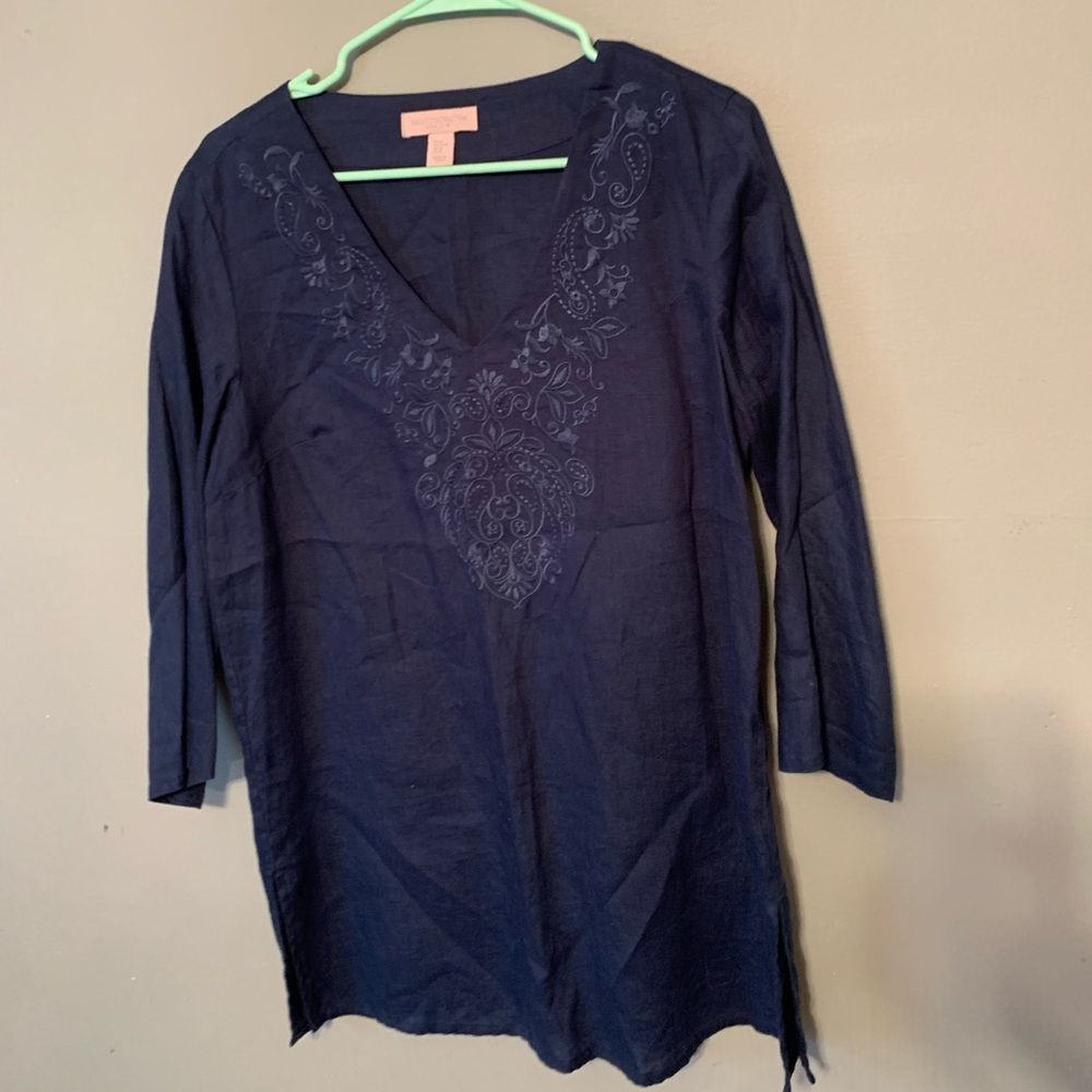 Saint Topez west 100% Linen Size Medium navy blue